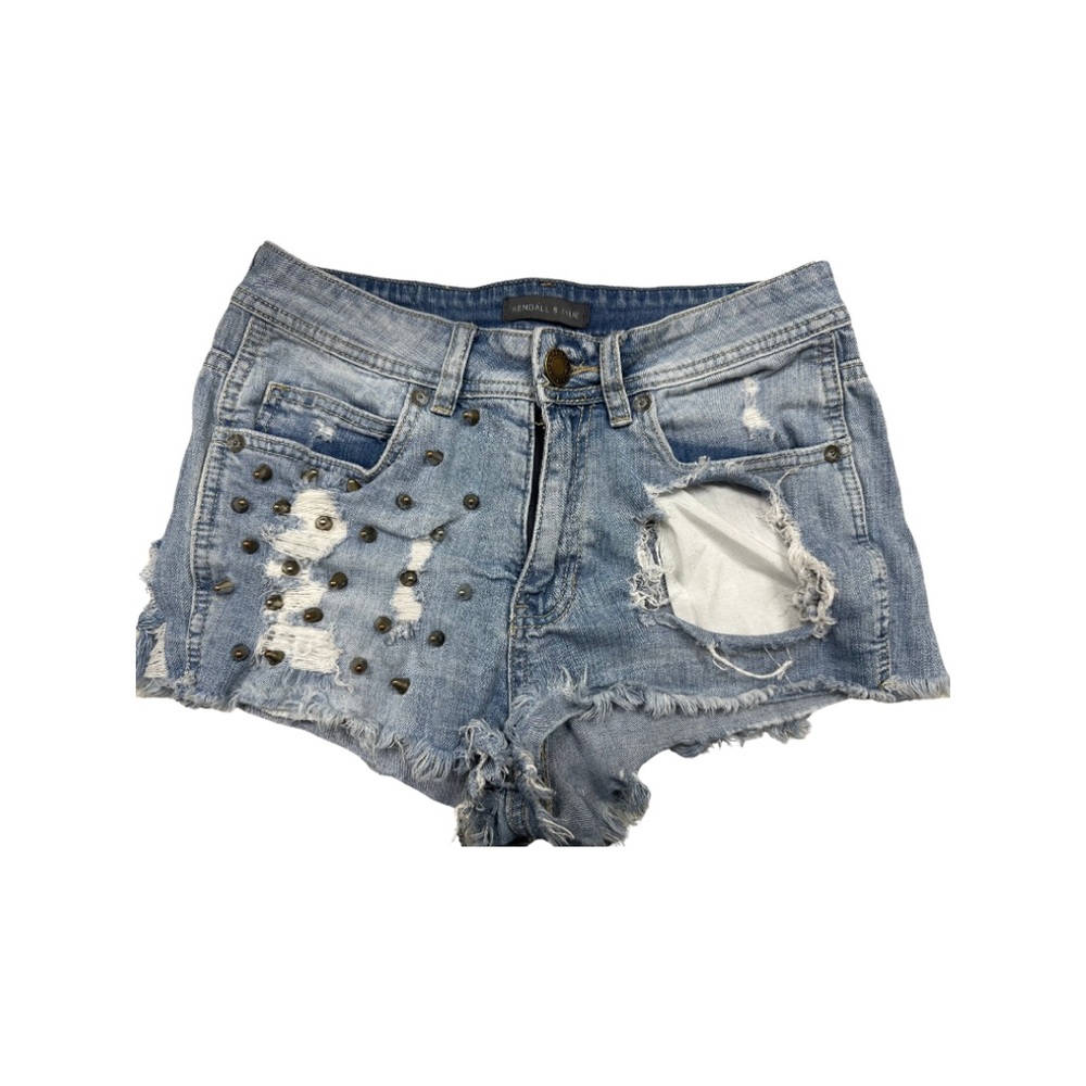 Kendall & Kylie studded destroyed denim shorts